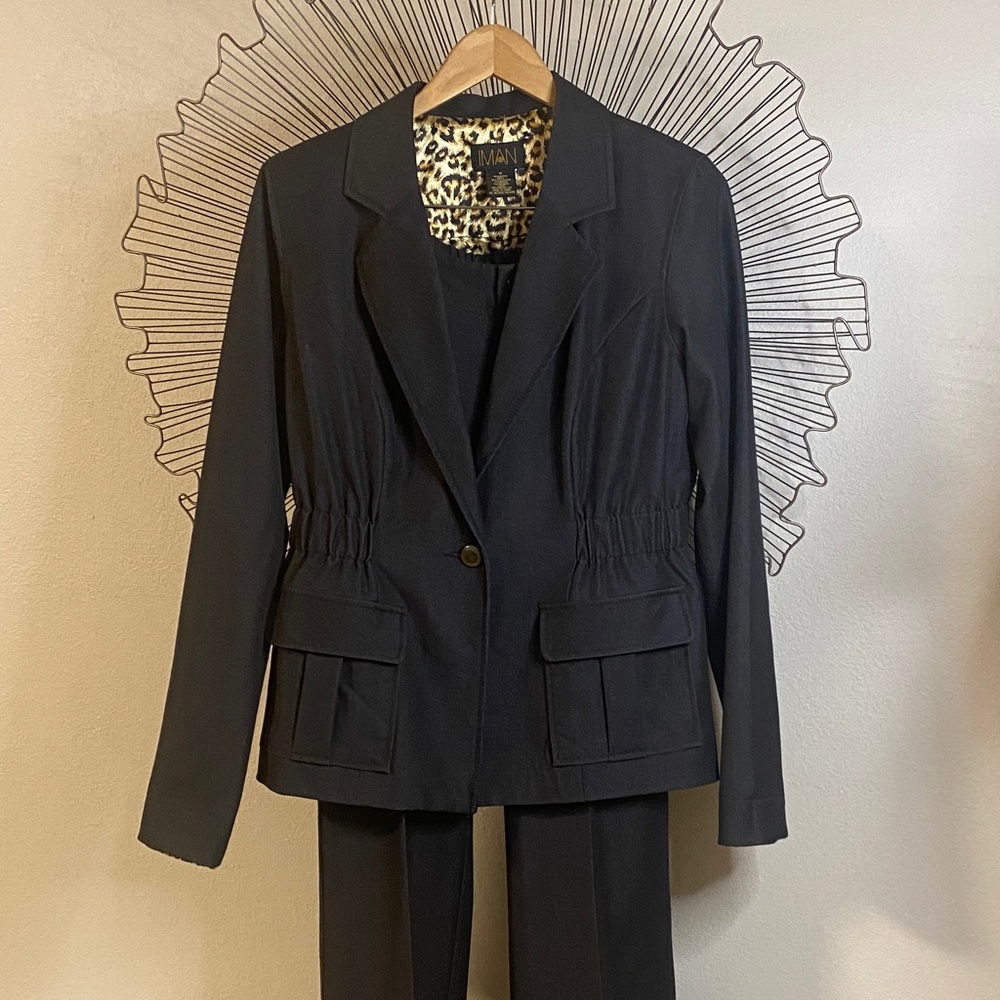 Iman Gorgeous Charcoal Gray Pant Suit Size M